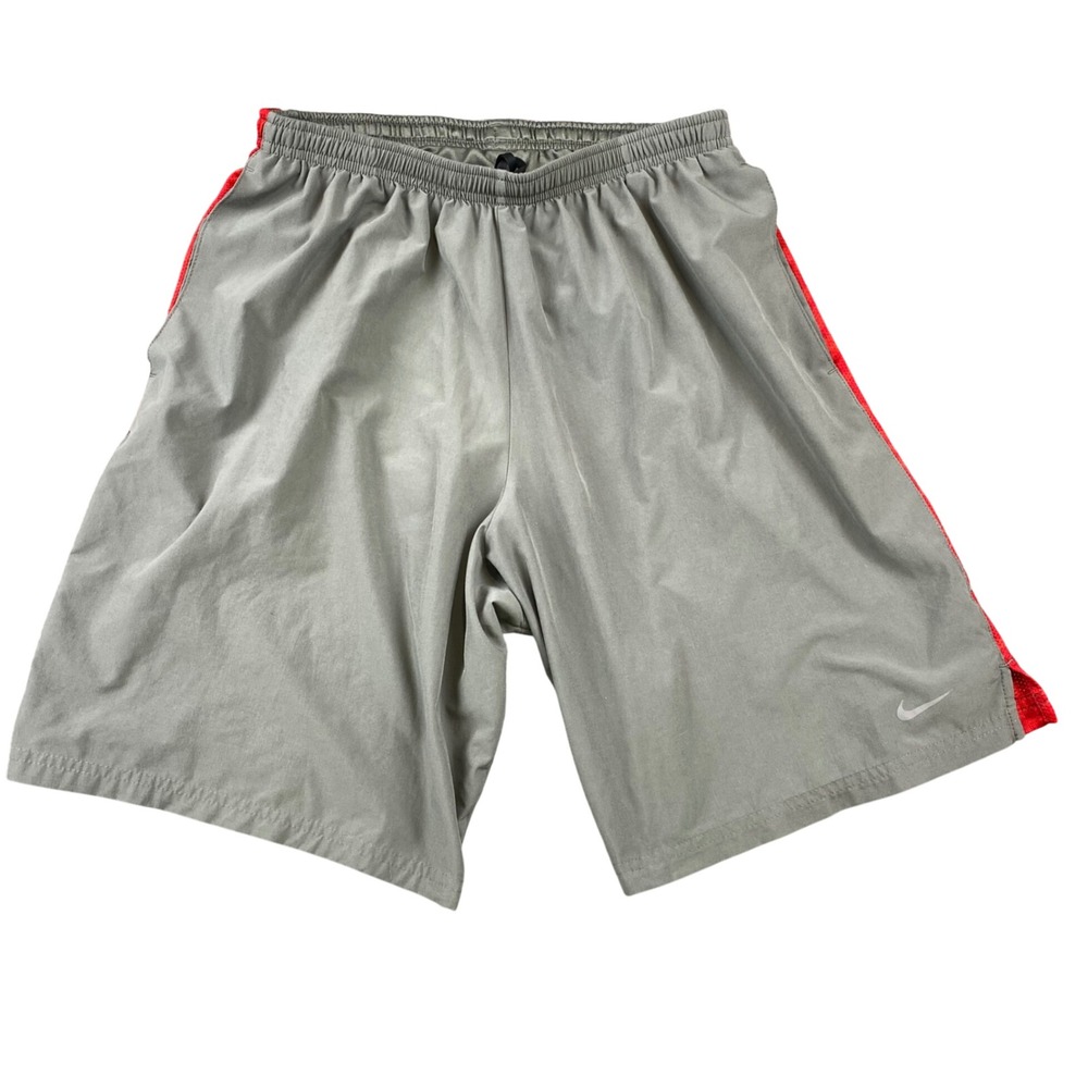 Nike Dri Fit Running Shorts Mens M Gray Red Lined 451285 007